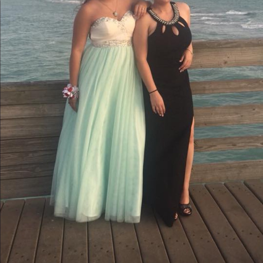 Blue and white prom dress